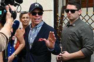 Tommy Hilfiger leaves the Harry's Bar restaurant in Venice
